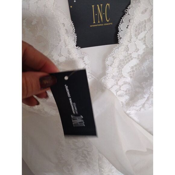 INC INTERNATIONAL CONCEPTS Not So Basic Long-Sleeve Lace Mesh Bodysuit Size S - Picture 4 of 8